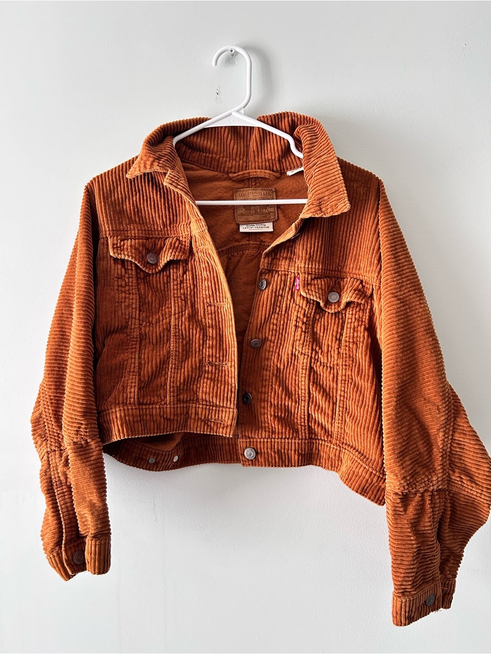Levi's Corduroy Cropped Jacket in Rust